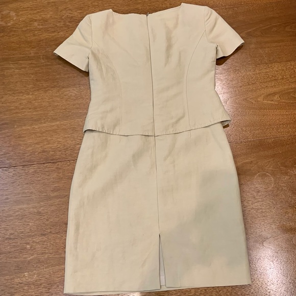 Evan Picone vintage 80s 1 piece suit dress in khaki with gold buttons - Picture 5 of 9